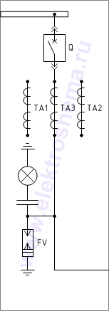 КСО-207В-22. Схема главных цепей.