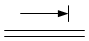 Линия механической связи, передающей движение прямолинейное с ограничением с одной стороны - обозначение на схеме (вариант 2).