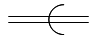 Линия механической связи, имеющей выдержку времени при движении вправо - обозначение на схеме (вариант 2).