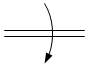 Линия механической связи, передающей движение вращательное по часовой стрелке (наблюдатель слева) - обозначение на схеме (вариант 2).