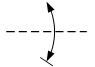 Линия механической связи, передающей движение вращательное в обоих направлениях с ограничением с одной стороны - обозначение на схеме (вариант 1).