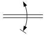 Линия механической связи, передающей движение вращательное в обоих направлениях с ограничением с одной стороны - обозначение на схеме (вариант 2).