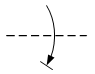 Линия механической связи, передающей движение вращательное в одном направлении (по часовой стрелке) с ограничением - обозначение на схеме (вариант 1).