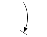 Линия механической связи, передающей движение вращательное в одном направлении (по часовой стрелке) с ограничением - обозначение на схеме (вариант 2).