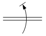 Линия механической связи, передающей движение вращательное в одном направлении (против часовой стрелки) с ограничением - обозначение на схеме (вариант 2).