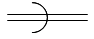 Линия механической связи, имеющей выдержку времени при движении влево - обозначение на схеме (вариант 2).
